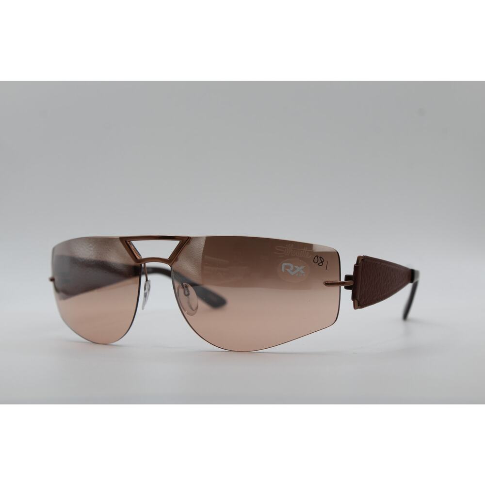 Silhouette 8128 Brown Leather Temple Sunglasses